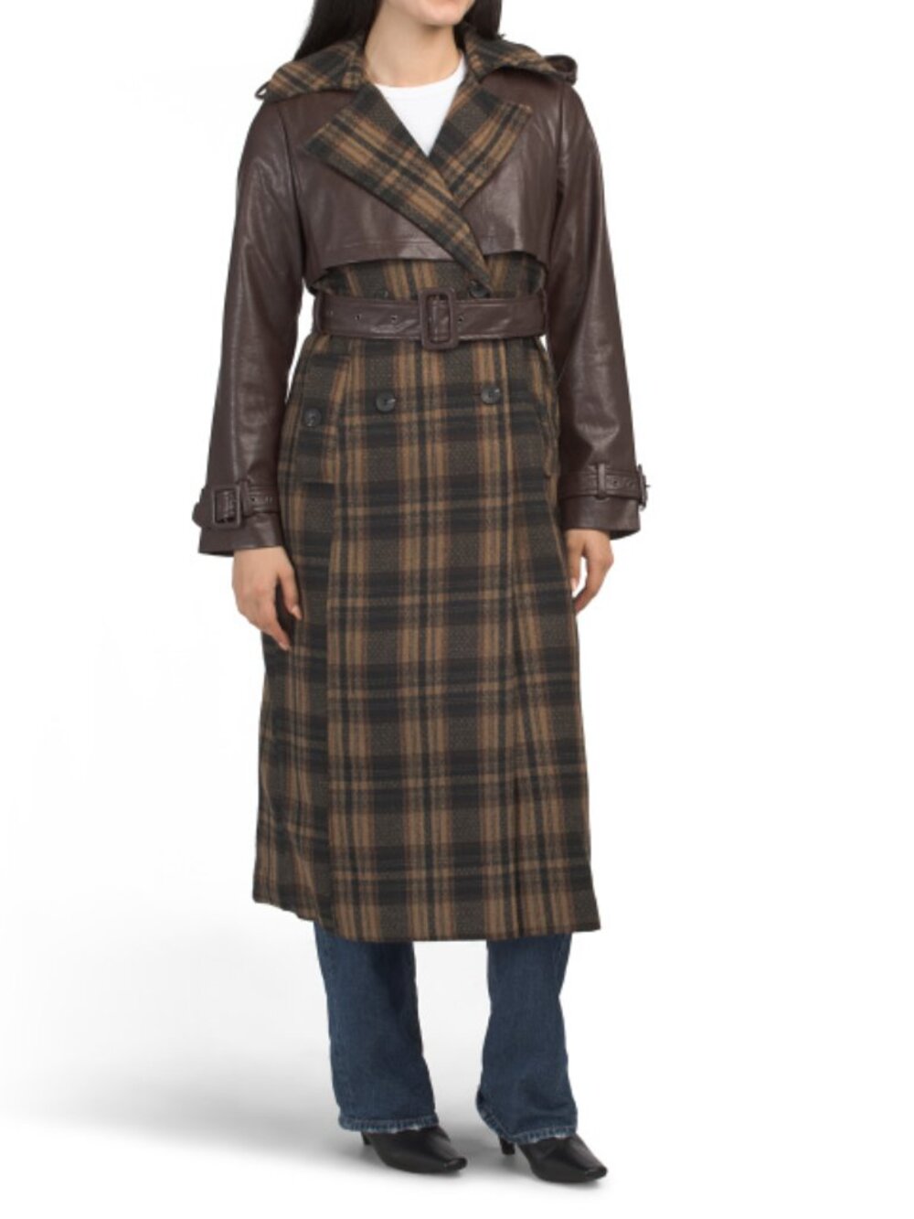 AVEC LES FILLES Oversized Maxi Combo Trench Coat